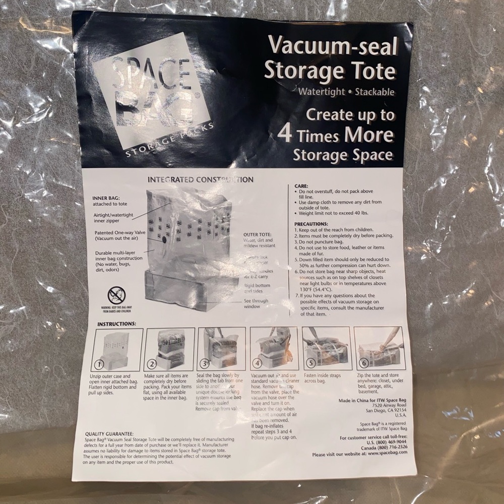 Space Bag Vacuum-Seal Storage Clear Foldable